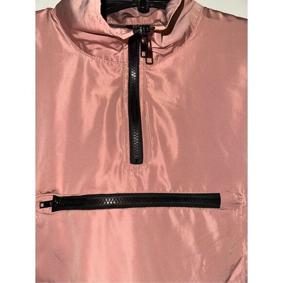 Love Tree Women's Cropped 1/2 Zip Rose Pink Wind Breaker Jacket Size Large - Picture 3 of 5